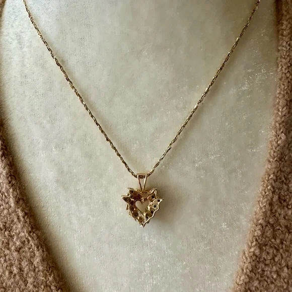 Sapphire Heart Shape Pendant 14K Gold Necklace - Picture 3 of 6